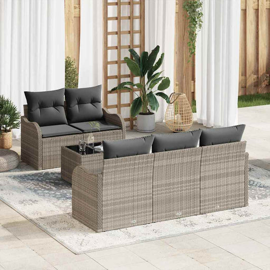 Set Divano da Giardino 6 pcs Grigio chiaro e grigio scuro