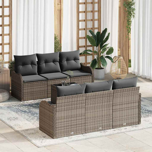 Set Divano da Giardino con cuscino con cuscino 7 pcs Grigio