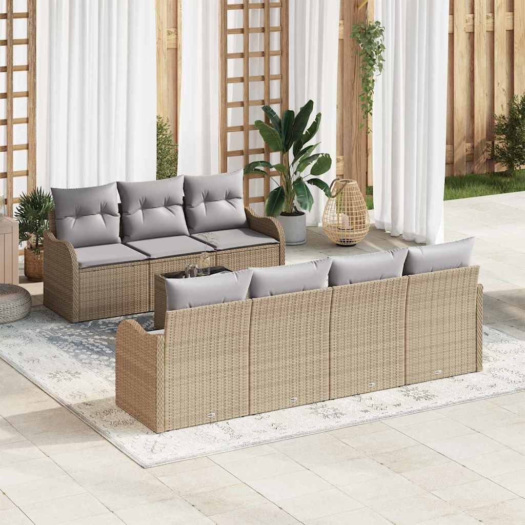 Set Divano da Giardino con cuscino 8 pcs Beige e grigio | homemem39