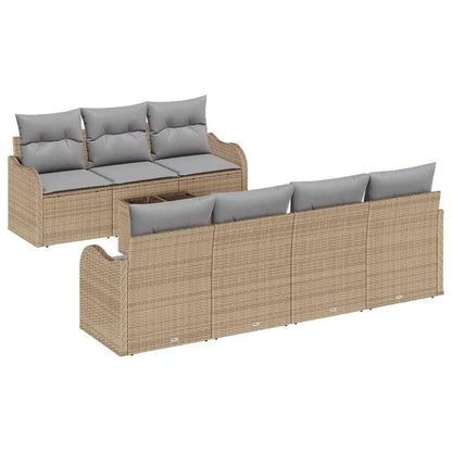 Set Divano da Giardino con cuscino 8 pcs Beige e grigio | homemem39