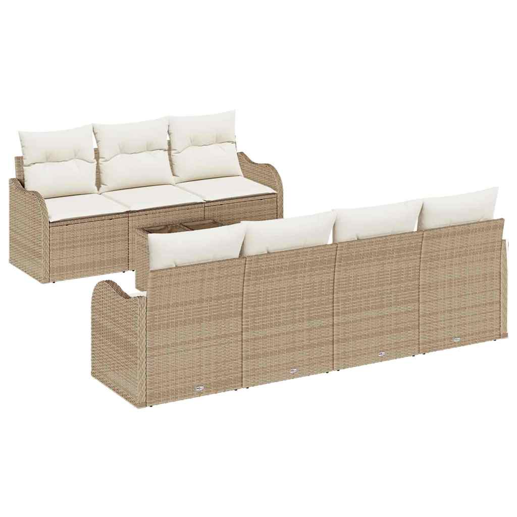 Set Divano da Giardino con cuscino 8 pcs Beige e Crema | homemem39