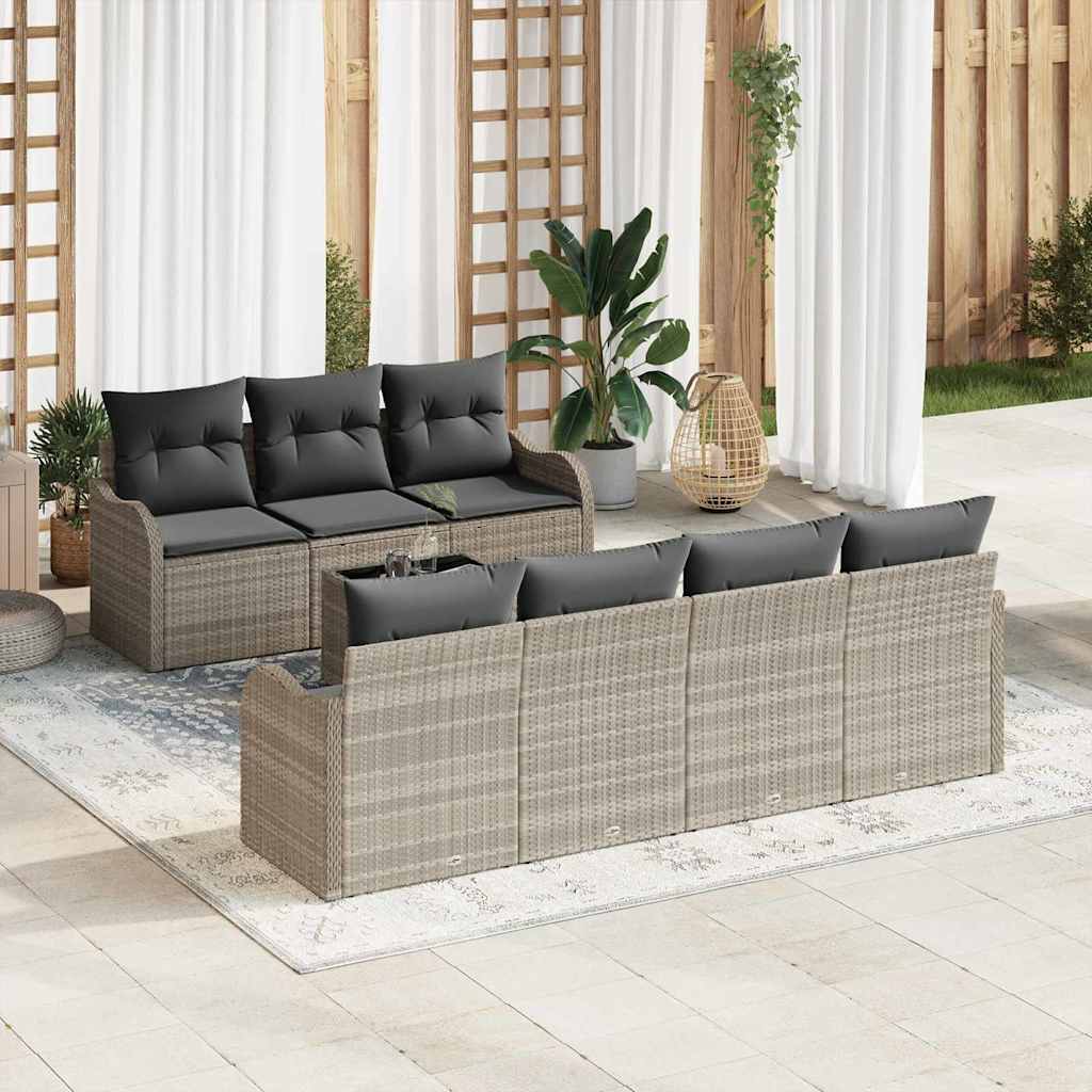 Set Divano da Giardino 8 pcs Grigio chiaro e grigio scuro | homemem39