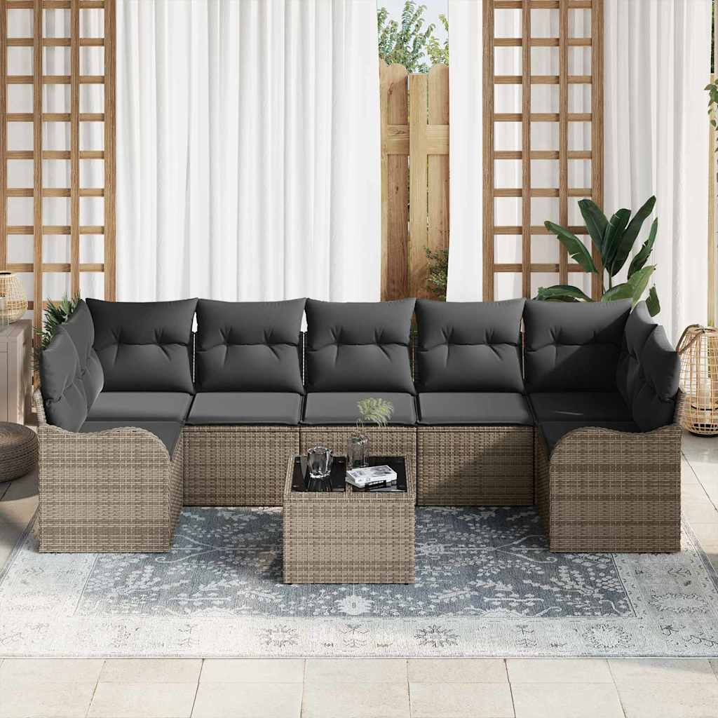 Set Divano da Giardino con cuscino con cuscino 8 pcs Grigio | homemem39