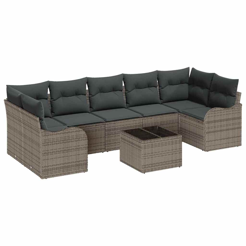 Set Divano da Giardino con cuscino con cuscino 8 pcs Grigio | homemem39