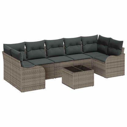 Set Divano da Giardino con cuscino con cuscino 8 pcs Grigio | homemem39
