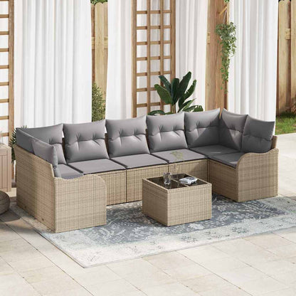 Set Divano da Giardino con cuscino 8 pcs Beige e grigio