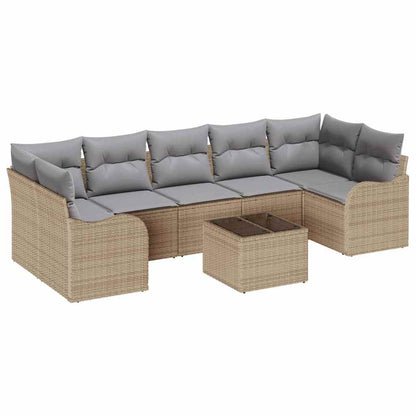 Set Divano da Giardino con cuscino 8 pcs Beige e grigio