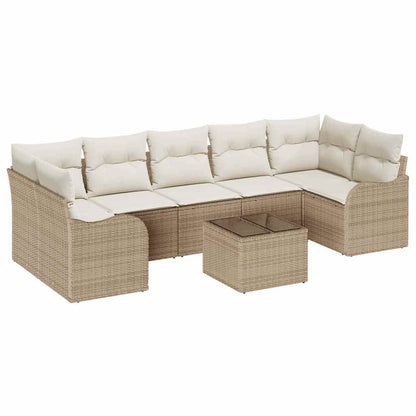 Set Divano da Giardino con cuscino 8 pcs Beige e Crema