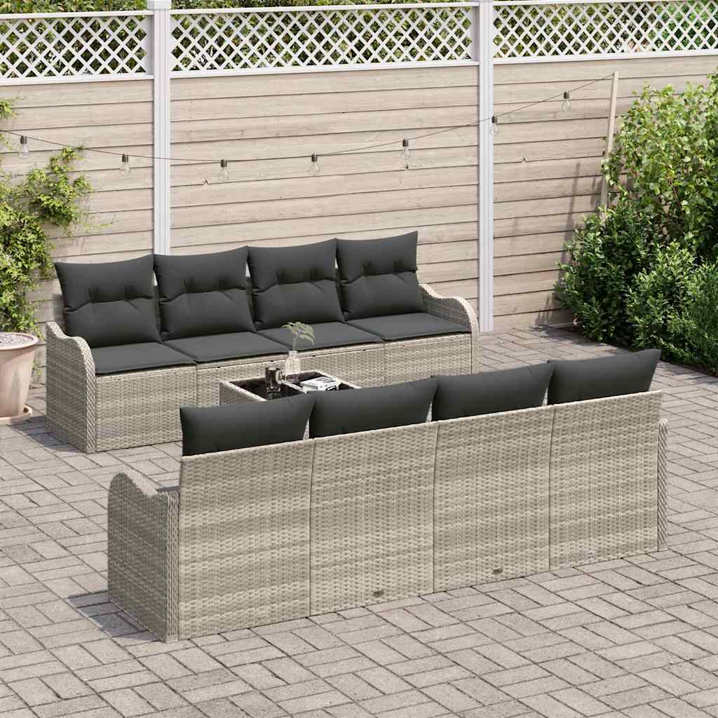 Set Divano da Giardino 9 pcs Grigio chiaro e grigio scuro