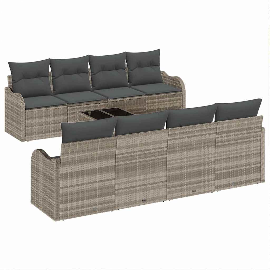 Set Divano da Giardino 9 pcs Grigio chiaro e grigio scuro
