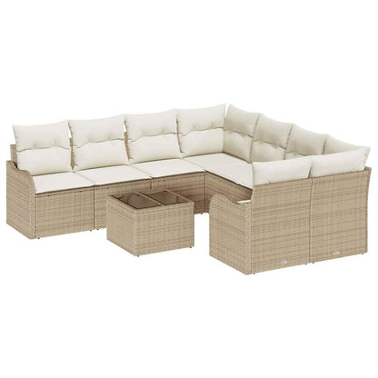 Set Divano da Giardino con cuscino 9 pcs Beige e Crema