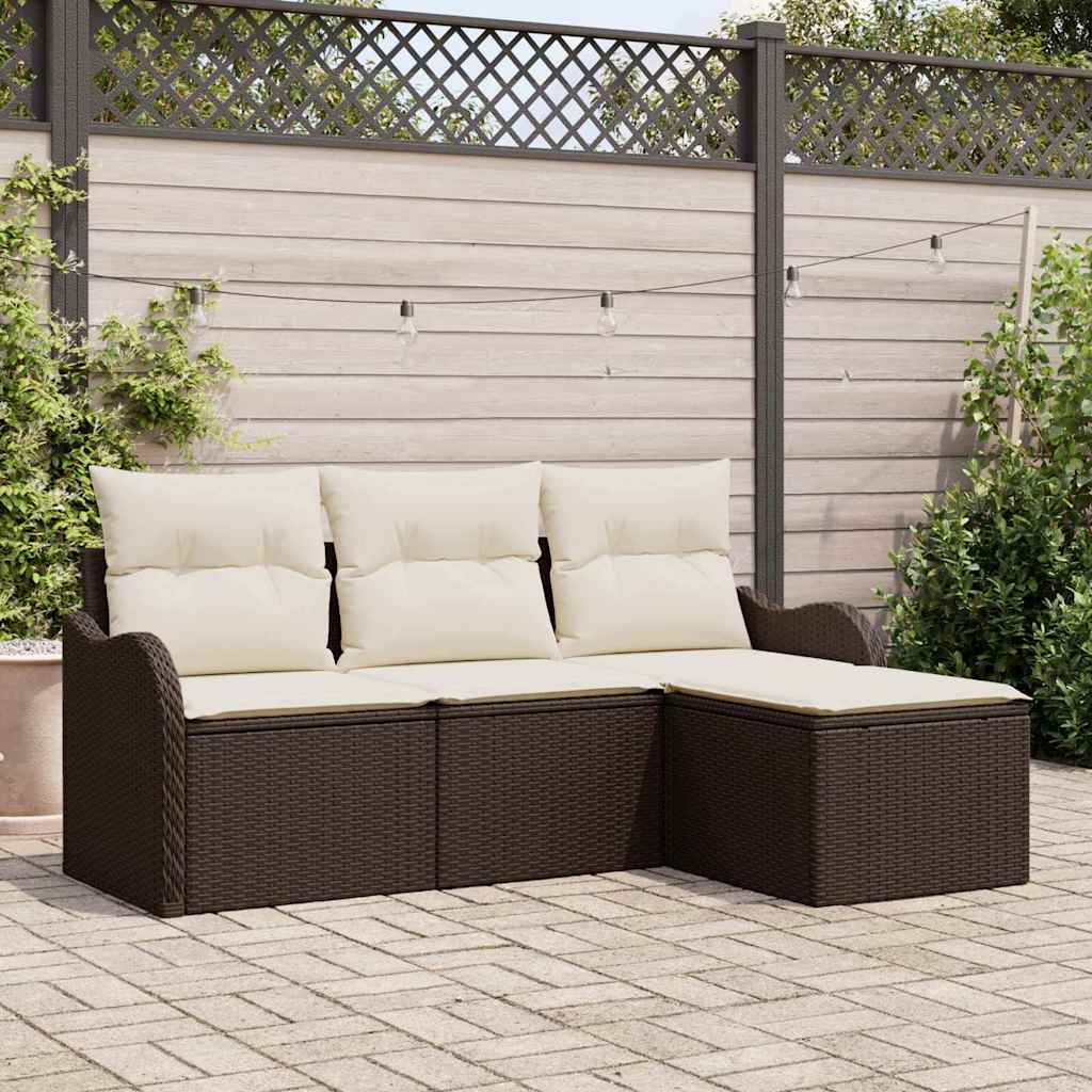 Set Divano da Giardino 4 pcs Marrone polyrattan | homemem39