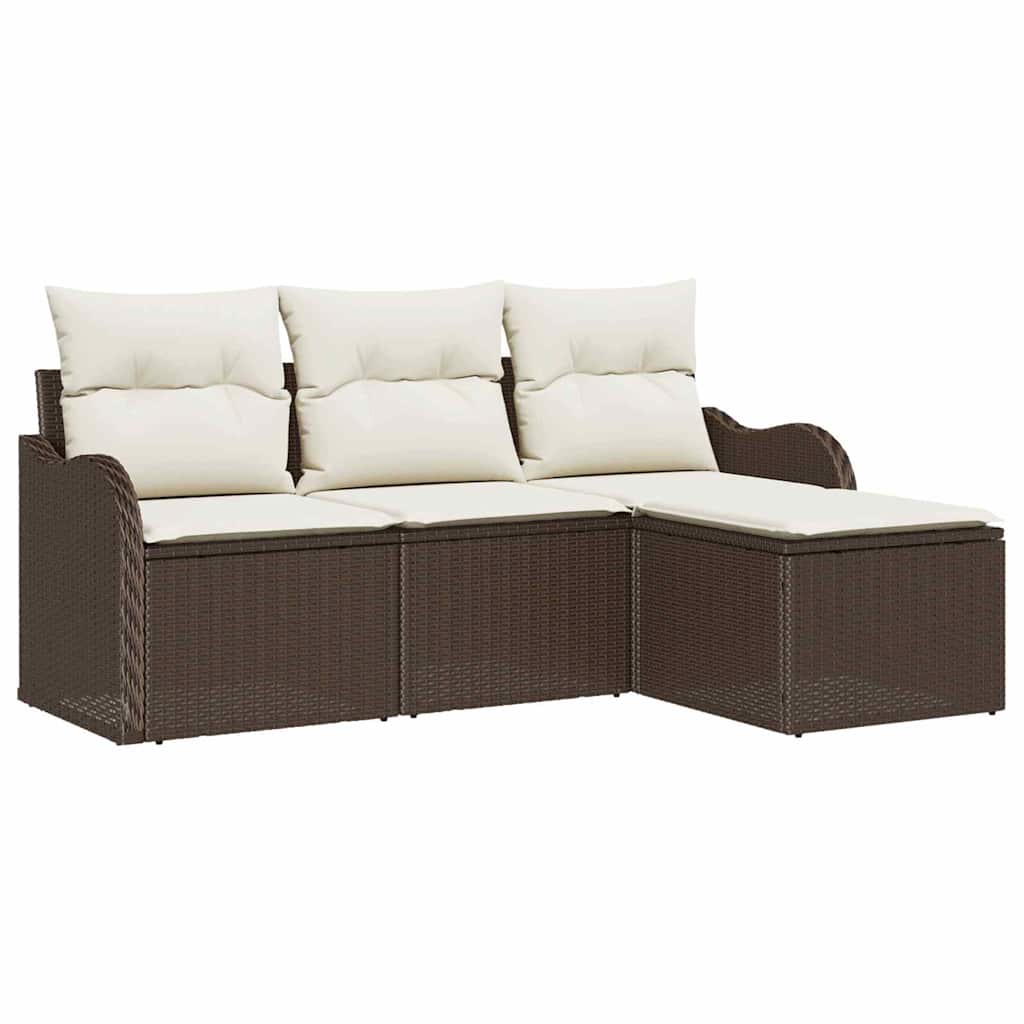 Set Divano da Giardino 4 pcs Marrone polyrattan | homemem39