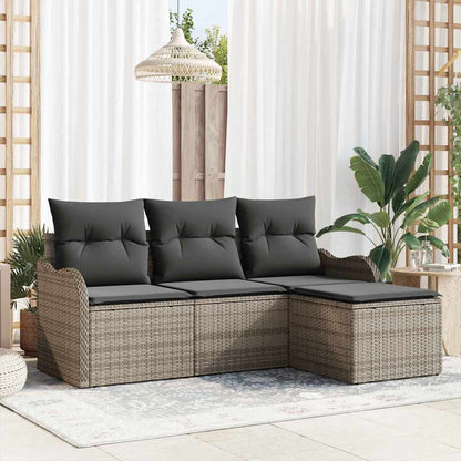 Set Divano da Giardino 4 pcs Grigio polyrattan | homemem39