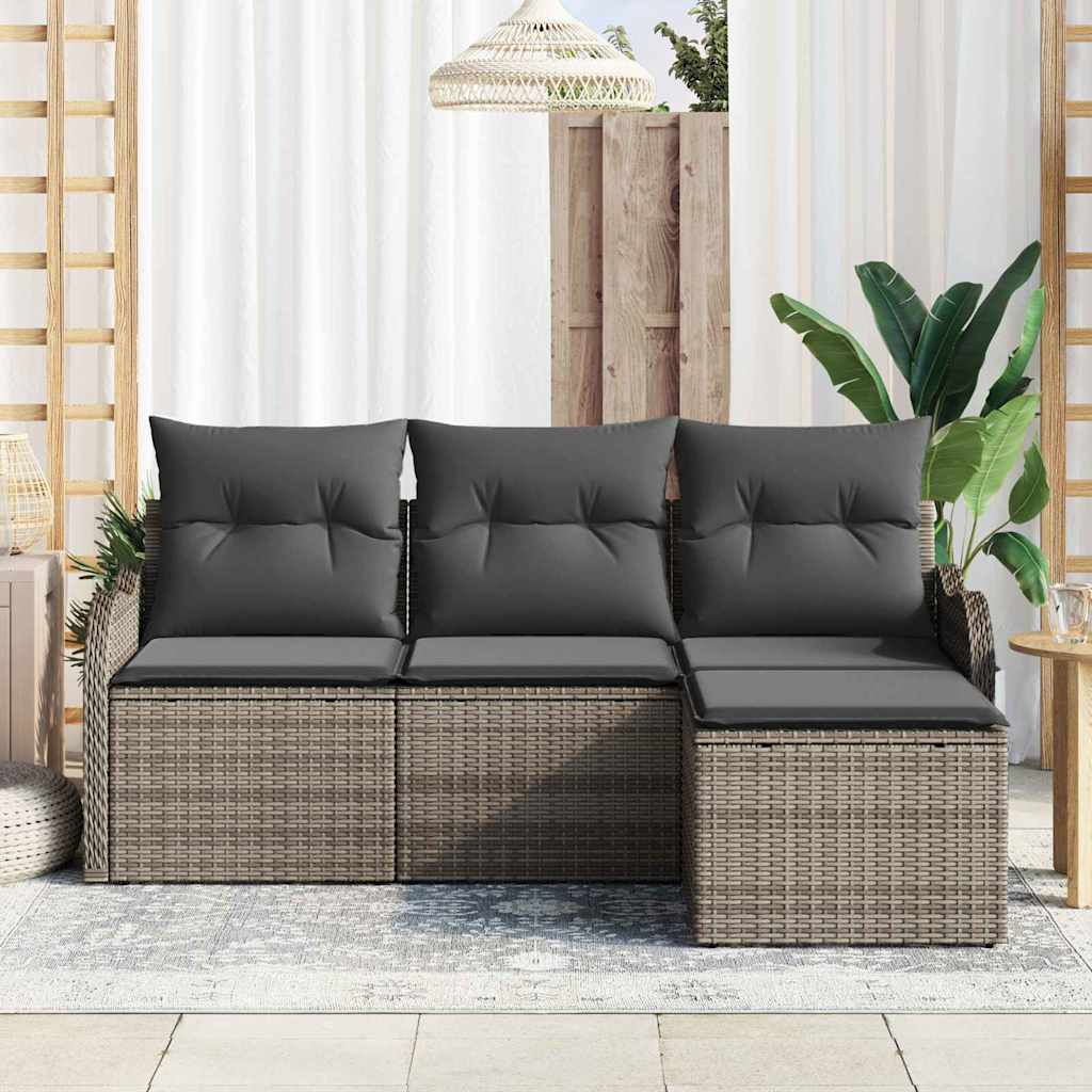 Set Divano da Giardino 4 pcs Grigio polyrattan | homemem39