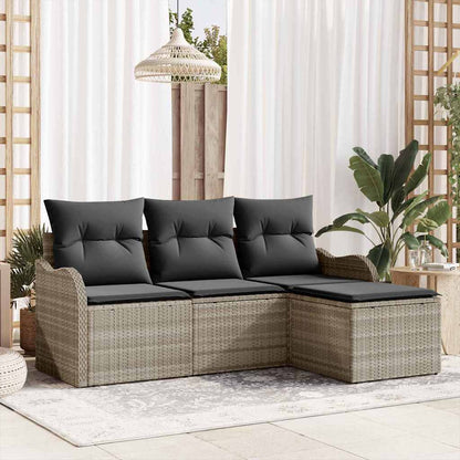 Set Divano da Giardino 4 pcs Grigio chiaro polyrattan | homemem39