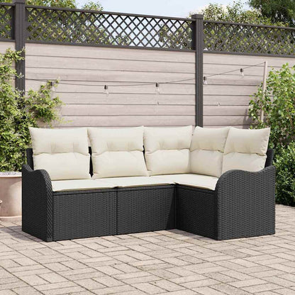 Set Divano da Giardino con archiviazione 4 pcs Nero polyrattan | homemem39
