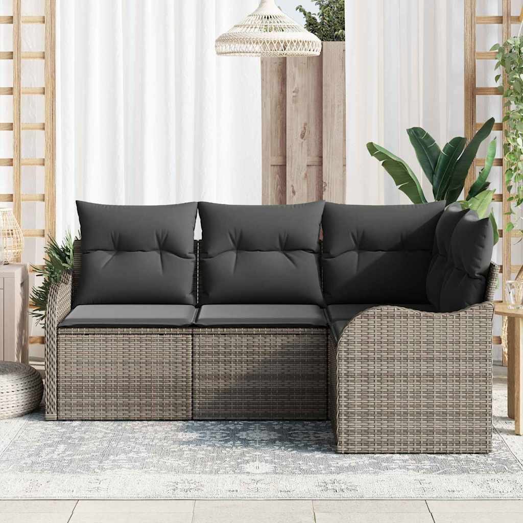 Set Divano da Giardino 4 pcs Grigio polyrattan