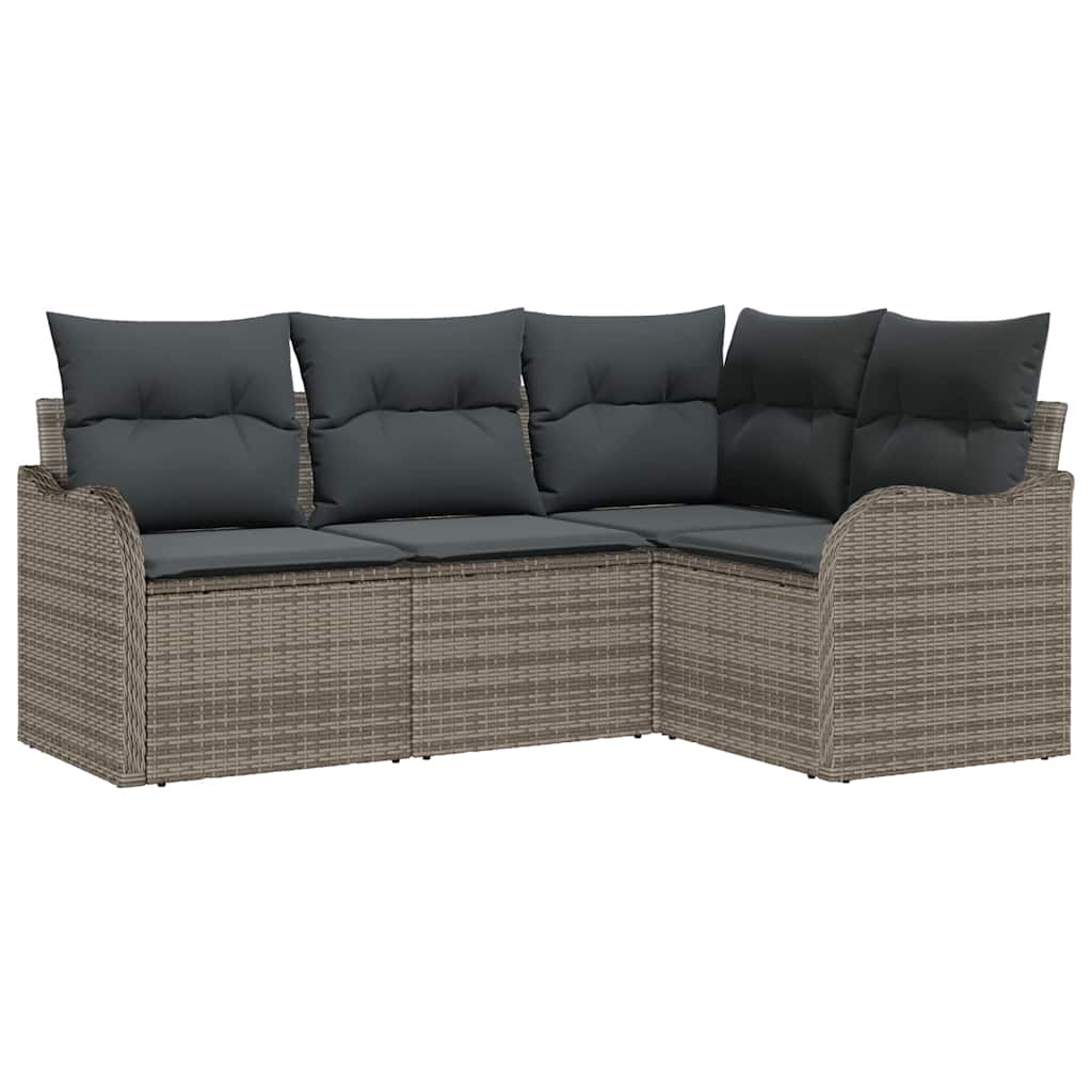 Set Divano da Giardino 4 pcs Grigio polyrattan