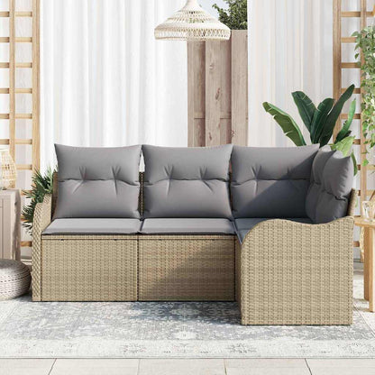 Set Divano da Giardino con archiviazione 4 pcs Beige polyrattan | homemem39