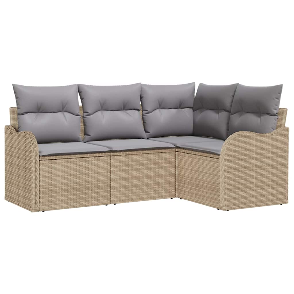 Set Divano da Giardino con archiviazione 4 pcs Beige polyrattan | homemem39