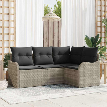 Set Divano da Giardino 4 pcs Grigio chiaro polyrattan | homemem39