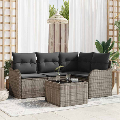 Set Divano da Giardino con archiviazione 5 pcs Nero polyrattan