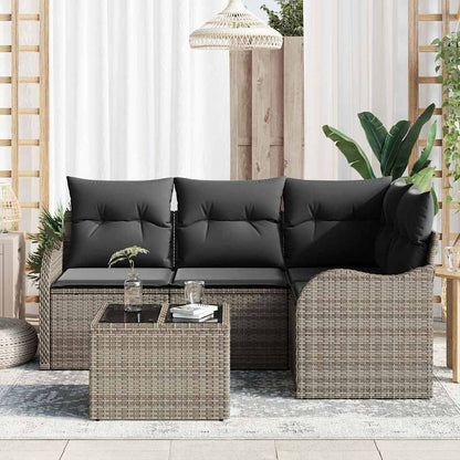 Set Divano da Giardino con archiviazione 5 pcs Nero polyrattan