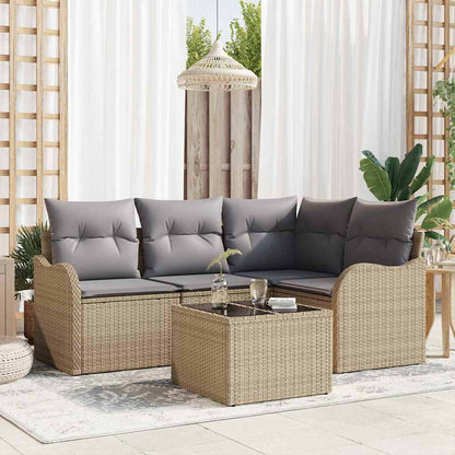 Set Divano da Giardino con archiviazione 5 pcs Nero polyrattan | homemem39
