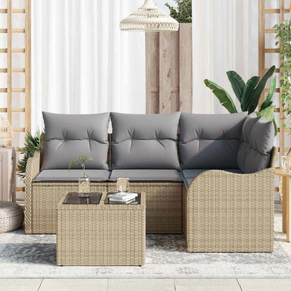 Set Divano da Giardino con archiviazione 5 pcs Nero polyrattan | homemem39