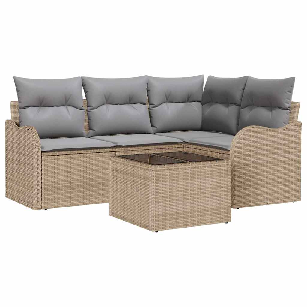 Set Divano da Giardino con archiviazione 5 pcs Nero polyrattan | homemem39