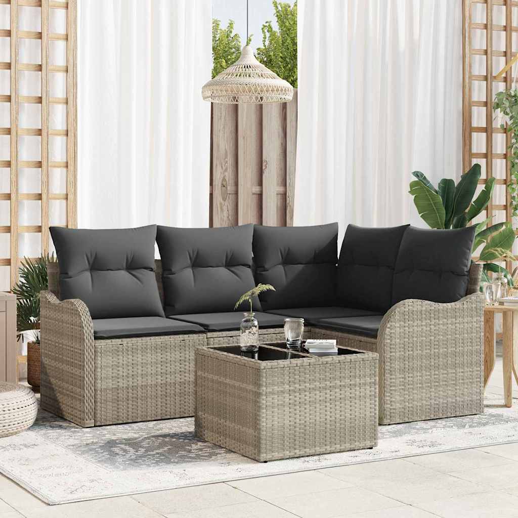 Set Divano da Giardino 5 pcs Grigio polyrattan | homemem39