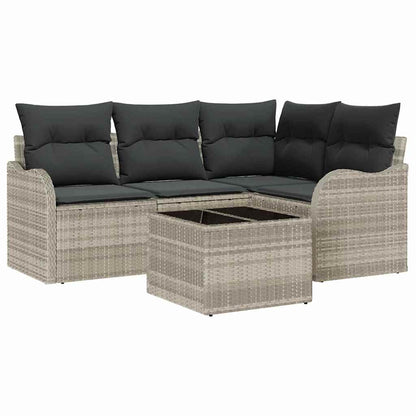 Set Divano da Giardino 5 pcs Grigio polyrattan | homemem39