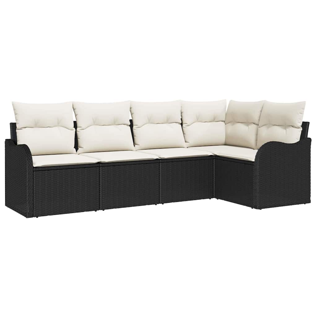 Set Divano da Giardino con archiviazione 5 pcs Nero polyrattan | homemem39