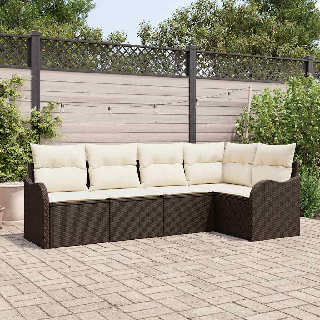 Set Divano da Giardino 5 pcs Marrone polyrattan | homemem39