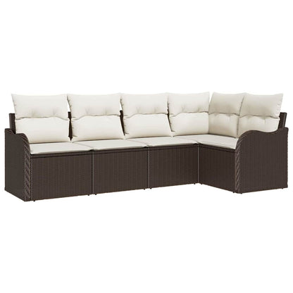 Set Divano da Giardino 5 pcs Marrone polyrattan | homemem39