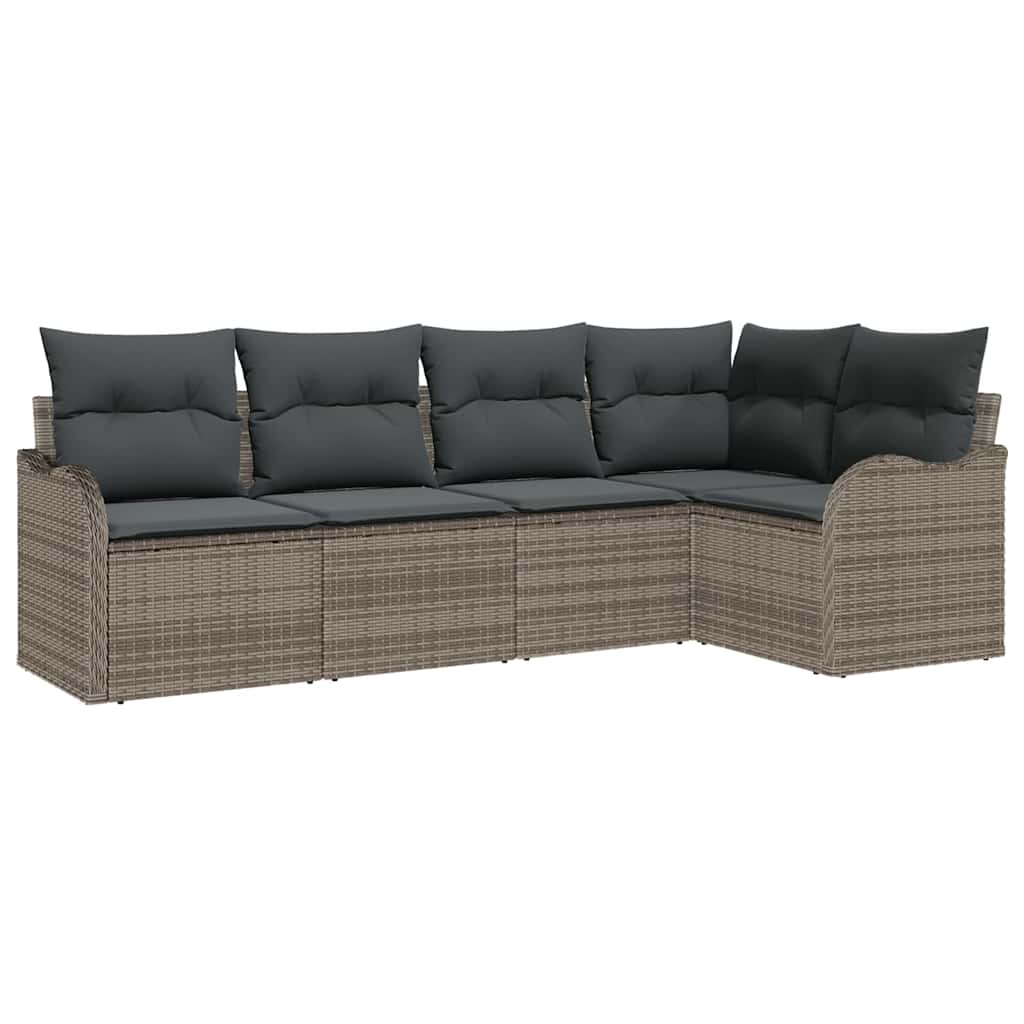 Set Divano da Giardino 5 pcs Grigio polyrattan | homemem39
