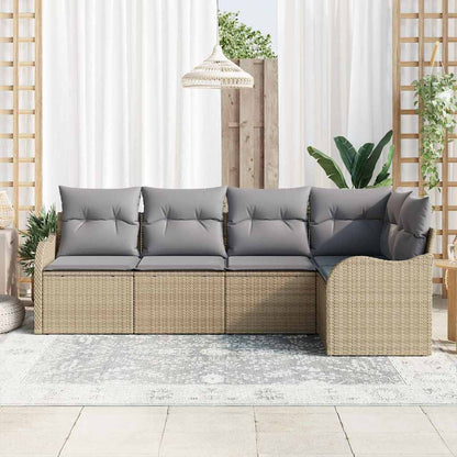 Set Divano da Giardino con archiviazione 5 pcs Beige polyrattan | homemem39