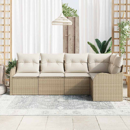 Set Divano da Giardino con archiviazione 5 pcs Beige polyrattan | homemem39