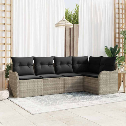Set Divano da Giardino 5 pcs Grigio chiaro polyrattan | homemem39