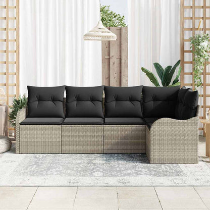 Set Divano da Giardino 5 pcs Grigio chiaro polyrattan | homemem39