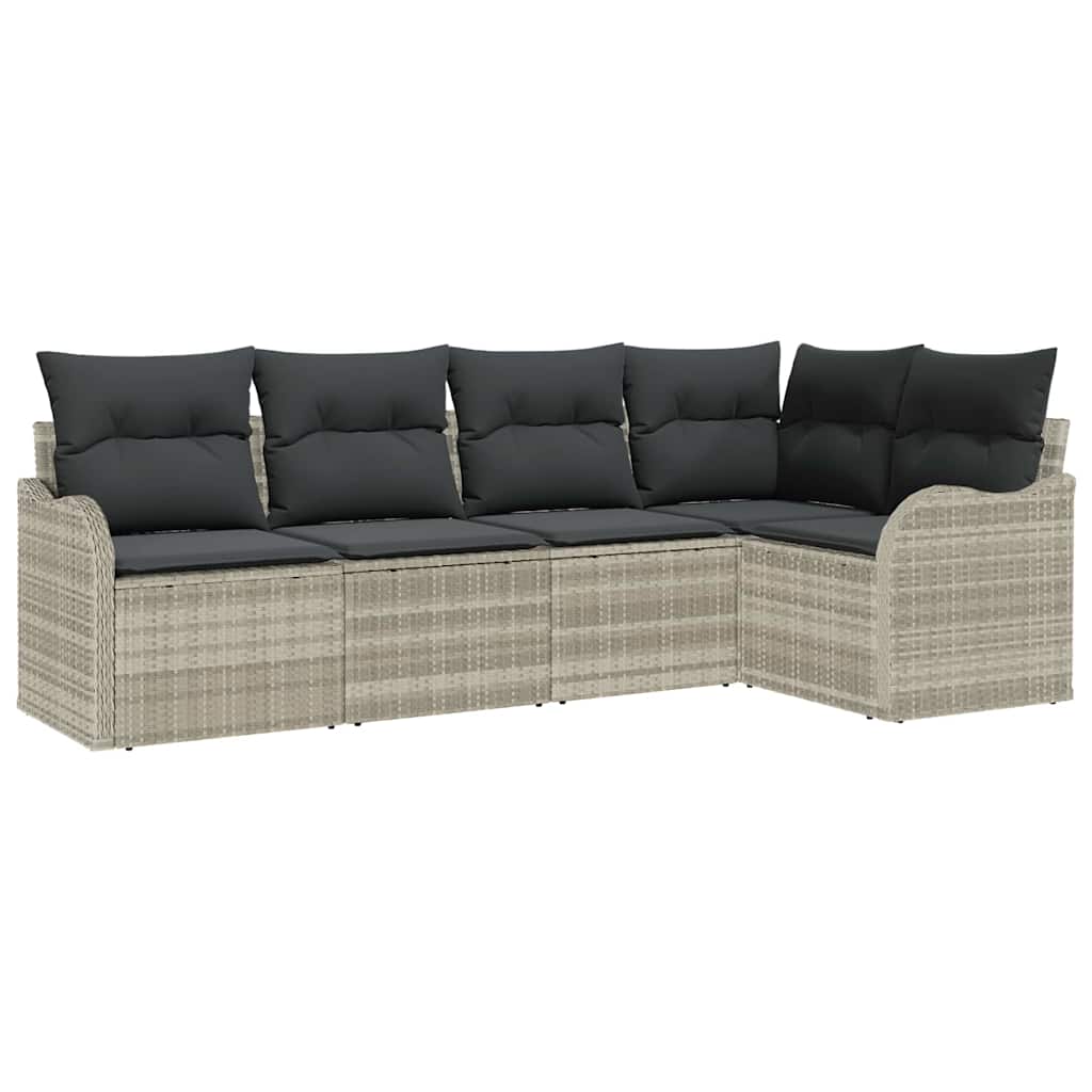 Set Divano da Giardino 5 pcs Grigio chiaro polyrattan | homemem39