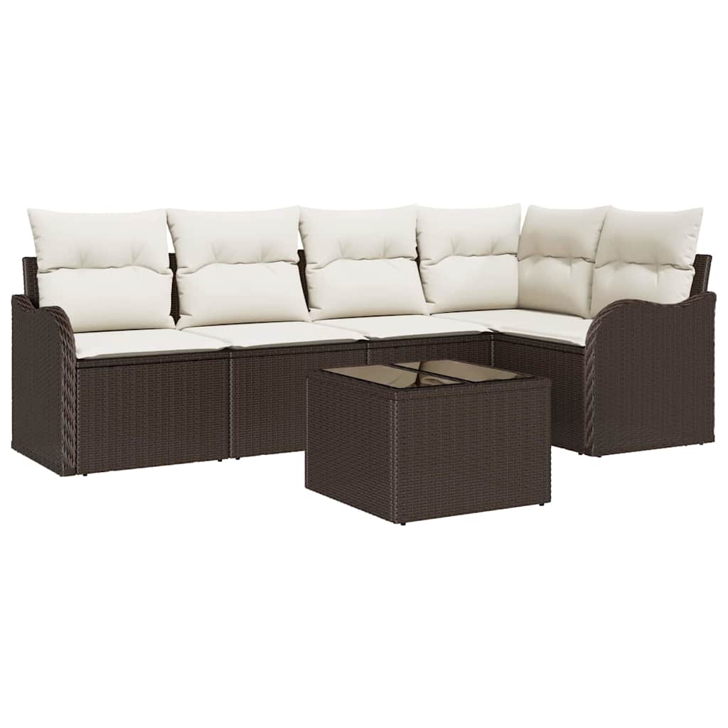 Set Divano da Giardino 6 pcs Marrone polyrattan | homemem39