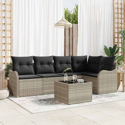 Set Divano da Giardino 6 pcs Grigio chiaro polyrattan | homemem39
