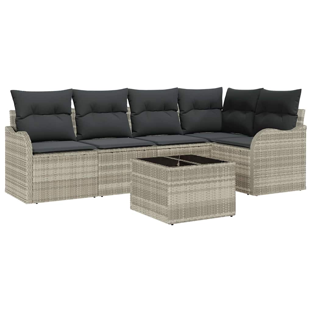 Set Divano da Giardino 6 pcs Grigio chiaro polyrattan | homemem39