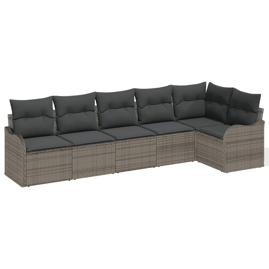 Set Divano da Giardino 6 pcs Grigio polyrattan | homemem39
