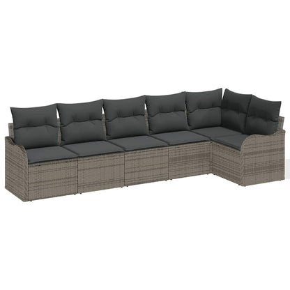 Set Divano da Giardino 6 pcs Grigio polyrattan | homemem39