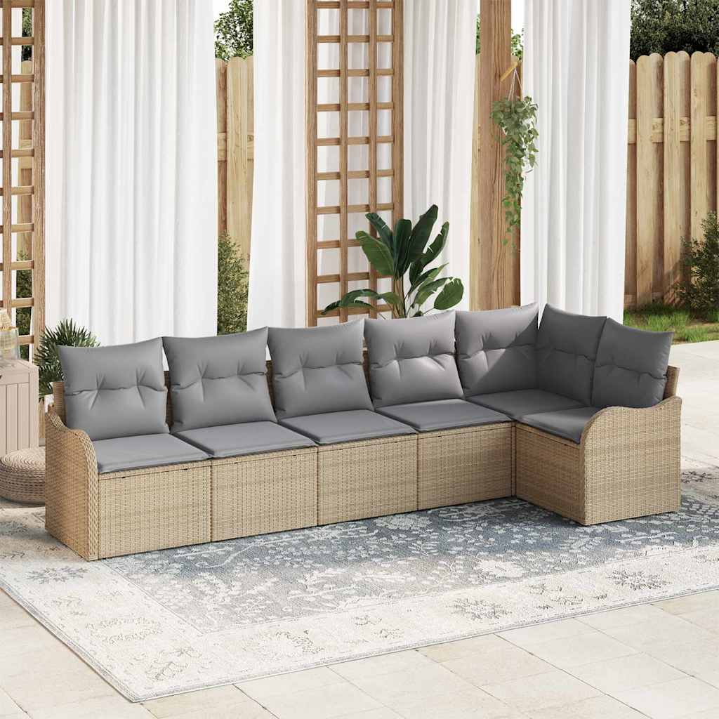 Set Divano da Giardino con archiviazione 6 pcs Beige polyrattan | homemem39