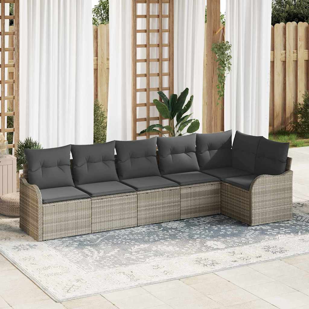 Set Divano da Giardino 6 pcs Grigio chiaro polyrattan | homemem39