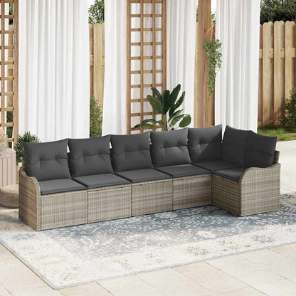 Set Divano da Giardino 6 pcs Grigio chiaro polyrattan | homemem39